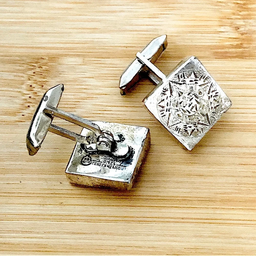 $36 Signed Vintage Estate Cufflinks Marked Temcha Bell 925 HECHO EN MEXICO